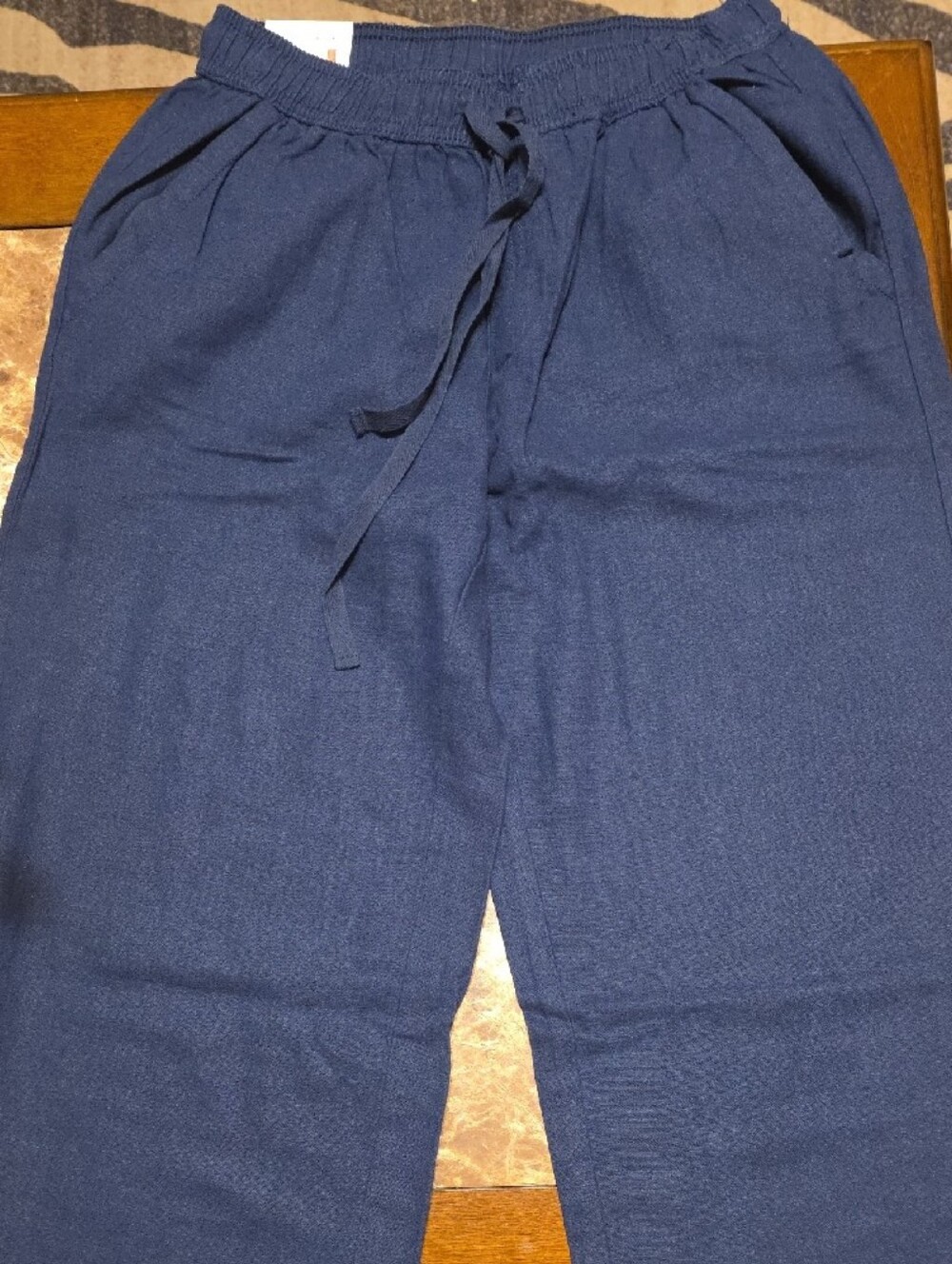 Briggs New York Women's pull-on linen blend pants in navy, size small. - Picture 3 of 6
